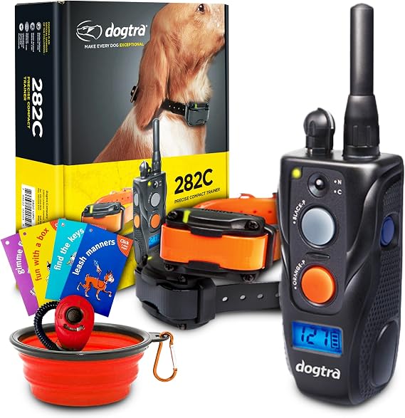 Dogtra 282C Remote Training E-Collar for 2 Dogs - 1/2 Mile Range, Waterproof, Electric Dog Collar for Obedience Training of Small to Medium Dogs, 127 Static Stimulation Levels, Vibration, Rechargeable