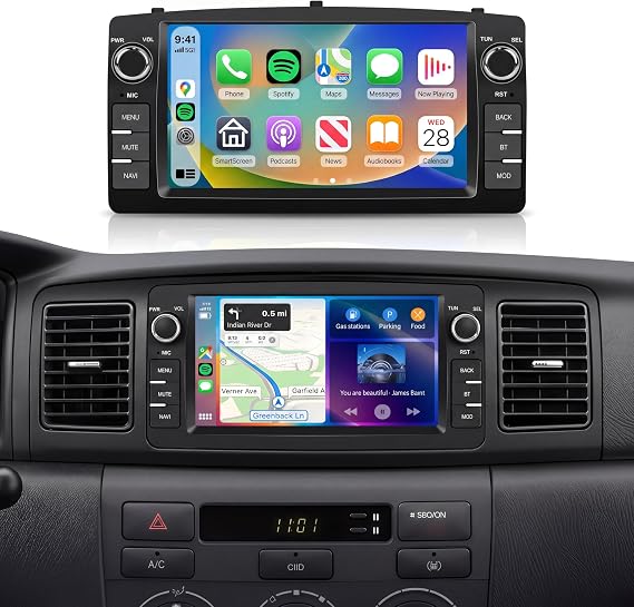 2G+64G Radio for Toyota Corolla E120(2000-2007)/Toyota Matrix E130(2004-2007),Wireless Carplay Android Auto Stereo with 9inch IPS Touch Screen,AHD Backup Camera, Bluetooth 16EQ GPS SWC FM/RDS Radio
