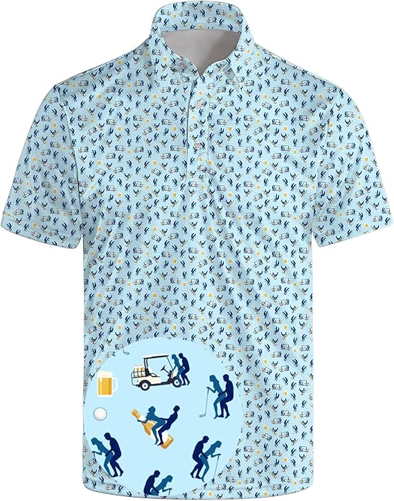 Funny Golf Shirts for Men Moisture Wicking Golf Polo