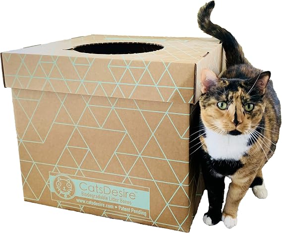 Cats Desire Disposable Litter Box Top or Side Entry 4 Sets (15 Inches Tall Each)