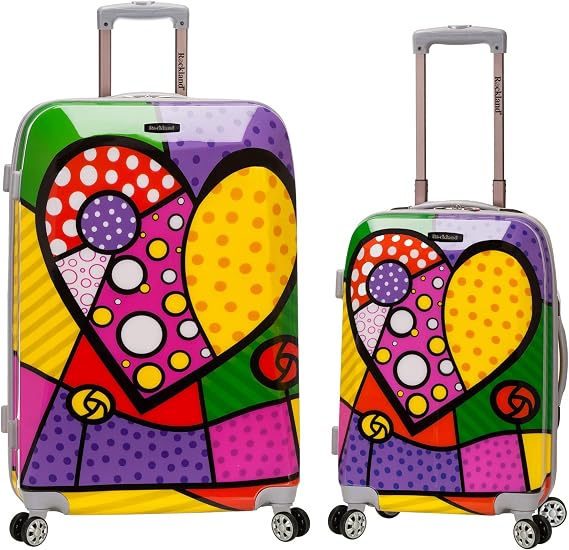 Rockland Departure Hardside 2 Piece Spinner Wheel Luggage, (20"/28"), Heart