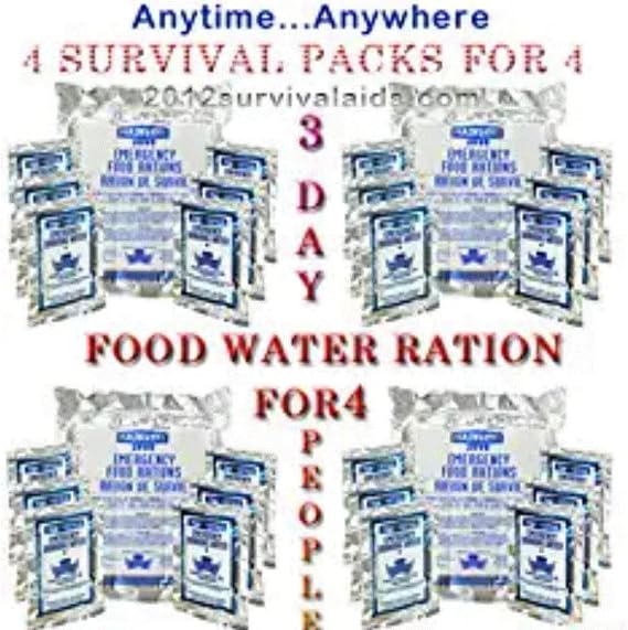 Mainstay 3 Day Emergency Food and Water Rations for 4 People, 5 Year Shelf Life