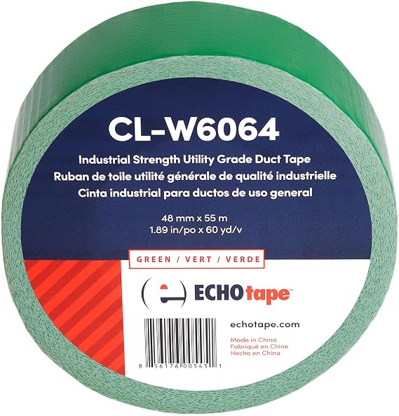 ECHOtape CL-W6064 Duct Tape Industrial Strength Green 1.89 in x 60 yd | Strong Holding Power, Contractor Grade Performance, Green Finish, Industrial Strength Duct, Heavy Duty Duct Tape, Heavy Duty