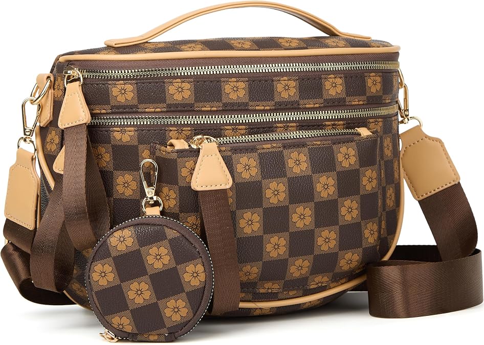 Makes Checkered Crossbody Bag Bum Bag for Women with Pouch