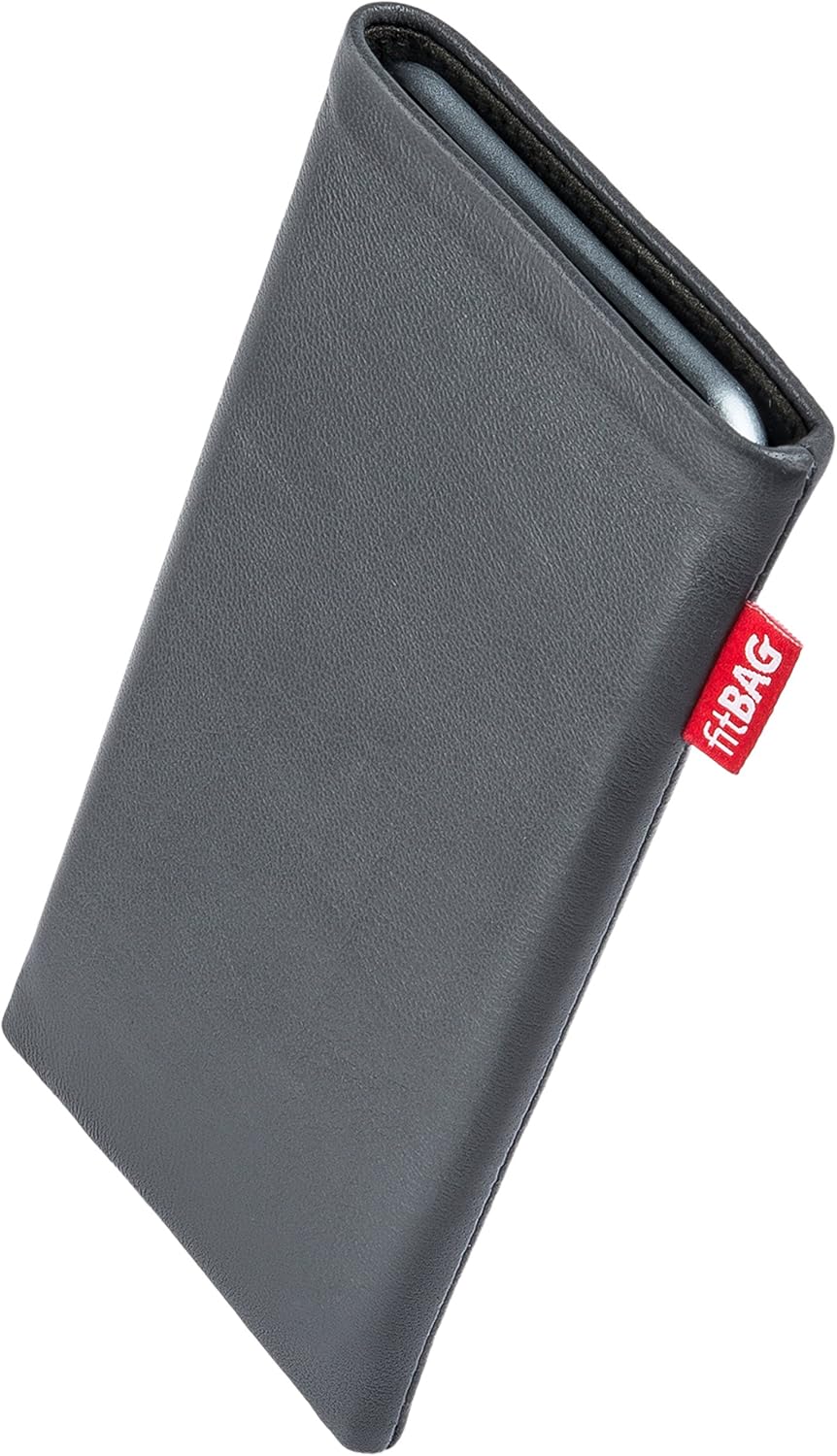 fitBAG Beat Grau Handytasche für Fairphone 5 Tasche aus Echtleder Nappa mit Microfaserinnenfutter Hülle mit Reinigungsfunktion Made in Germany