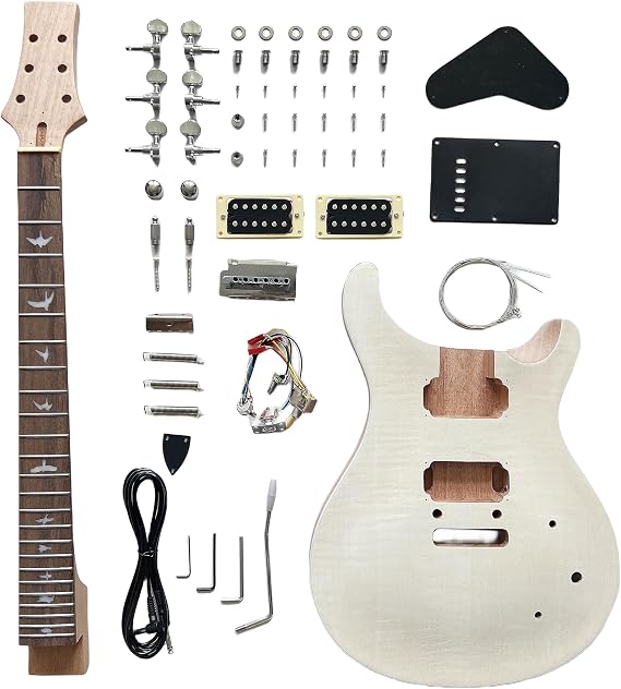 PRS Style DIY Electric Guitar Kits,6 String Right-Handed with Mahogany Body Mahogany Neck Rosewood Fingerboard Chrome Hardware,Build Your Own Guitar.