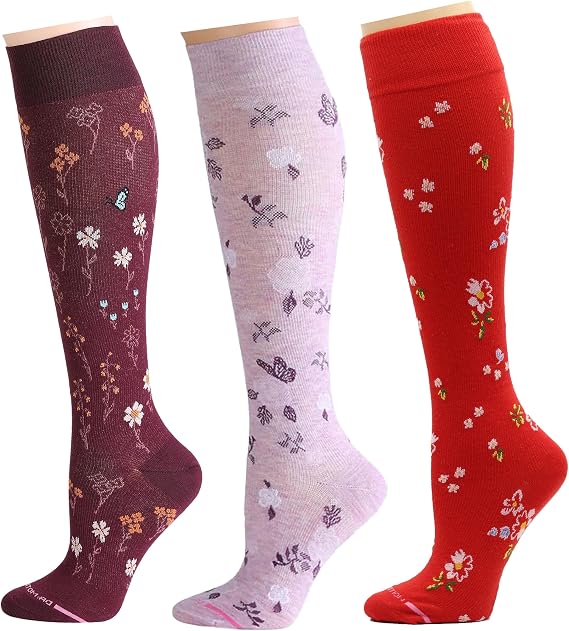 Dr. Motion 3 Pairs Therapeutic Graduated Compression Women's Knee-hi Socks