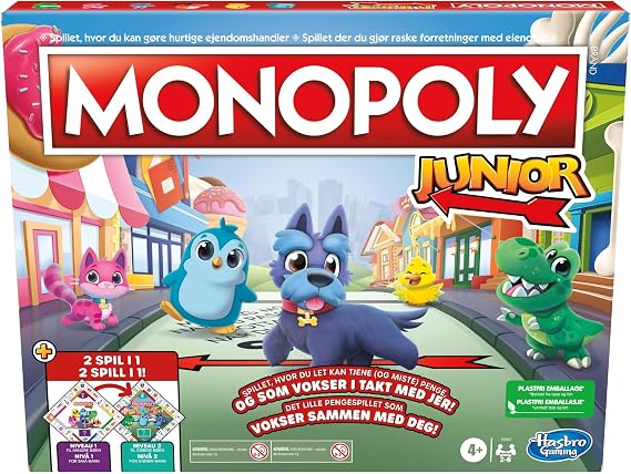 Hasbro Gaming Monopoly Junior, Family Board Game for 4+ Year Old Kids, Strategy Games for 2-6 Players