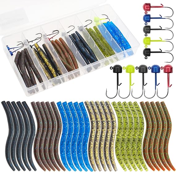 Senko Worms 40/133Pcs Fishing Soft Plastic Bait Bass Fishing Lures,Crawfish Lure Soft Plastic Worms Fishing Lure Wacky Rig Carolina Rigged