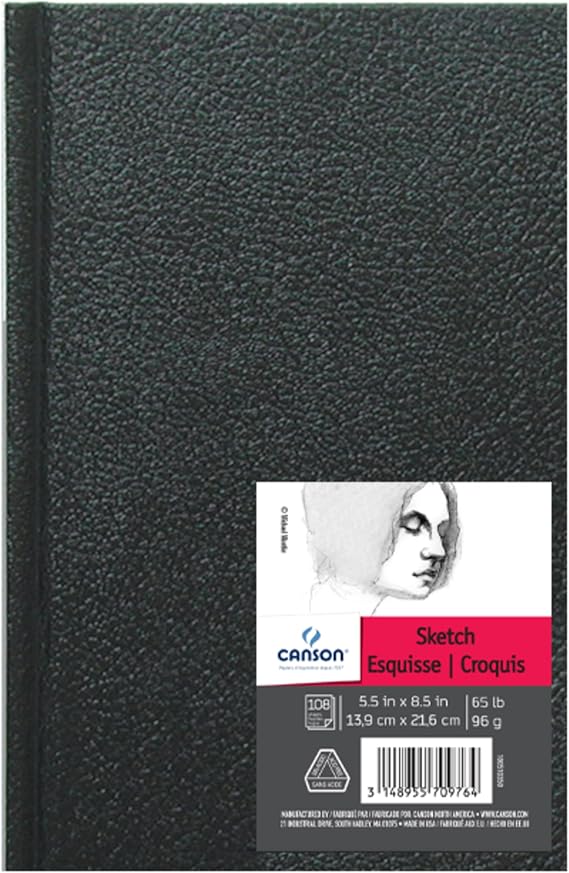 Canson - 100510343 Artist Series Sketch Book Paper Pad, for Pencil and Charcoal, Acid Free, Hardbound, 65 Pound, 4 x 6 Inch, 100 Sheets, 4"X6", 0