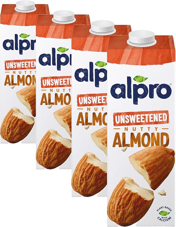 Alpro Şekersiz Badem Bitki Bazlı İçecek 1000 ml (4 paketi)