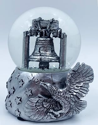 Philly Liberty Bell and America Egle 3D Snow Globe Water Globe Souvenir Ornament for Home car Gift for Women Kids Girls Mon Granddaughter 3 ½” T Silver