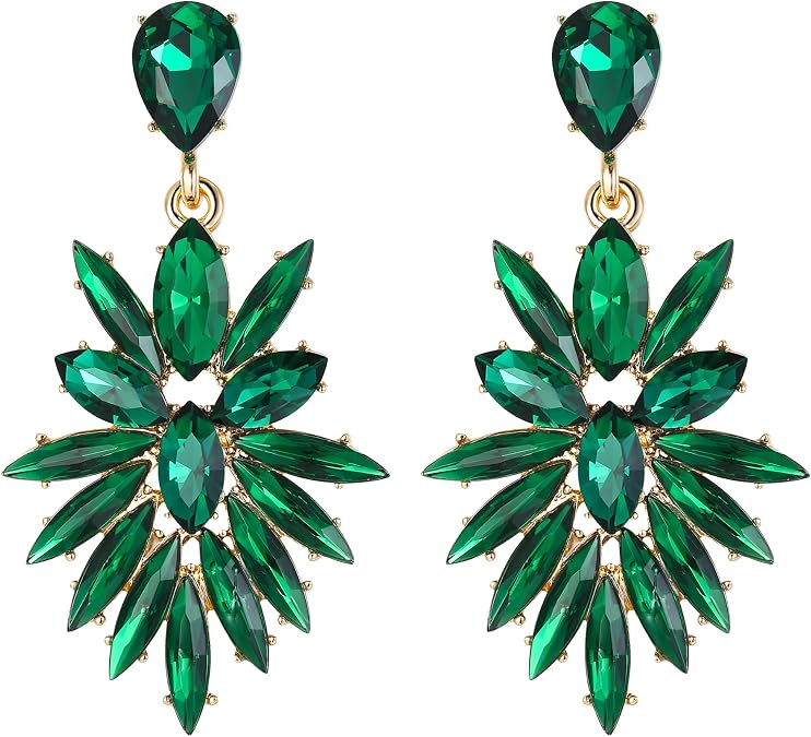 EleQueen Marquise Cluster Crystal Earrings Fashion Vintage Style Statement Jewelrys for Women