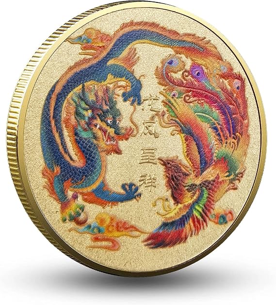 Prosperity Brought by The Chinese Dragon and Phoenix Lucky Coin - Lottery Ticket Scratcher Tool - Good Luck Chinese Challenge Coin