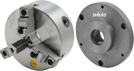 Shars 6" 3 Jaw Self Centering Scroll Lathe Chuck with 1-1/2-8 Threaded Back Plate 202-5433-202-6109 L[