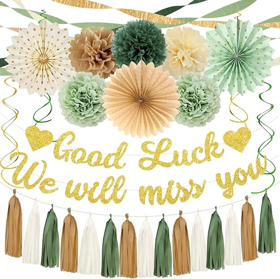 Holkcog Good Luck We Will Miss You Decorations Banner, Farewell Party Decor