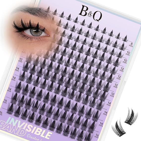 B&Qaugen Wispy Lash Clusters Invisible Band False Eyelashes Clusters Natural Cluster Eyelash Extensions 8-18mm Individual Lashes Extension DIY Soft Eyelash Clusters (Lash-Fairy Max-8-18mm)