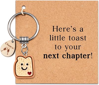 Aisity Stocking Stuffers for Teen Girls Coworker Gifts for Women Teen Girls Cute Toast Keychain Gift for Teenager Coworker Leaving Going Away Gifts for Women Congratulations New Beginnings Gift Ideas