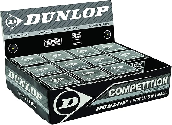 Dunlop Sports Competition Squash Ball, Single Yellow Dot