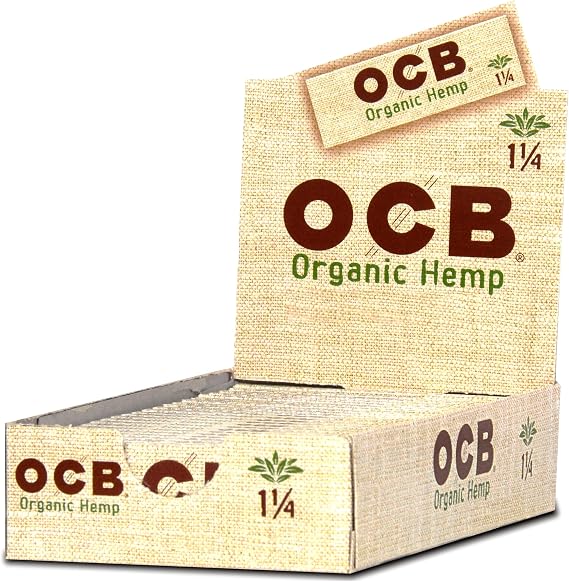 OCB - Unbleached Organic 1 1/4" Rolling Papers Display Case - 24 Booklets with 50 Leaves per Booklet