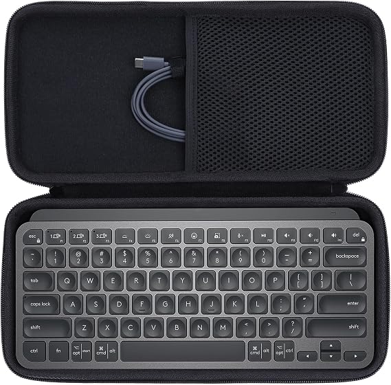 Lebakort Hart Seyahat Koruyucu Kılıf Çanta Logitech MX Keys Mini Kablosuz Kompakt Bluetooth Klavye için (Siyah)