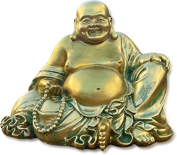 Zensational Laughing Buddha Statue for Good Luck Buddha Statue for Home Buddha Decor for Living Room - Feng Shui Decor Buda - Buddha Statues for Home Decor Large Gold Budda for Wealth