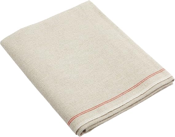 Premium Professional Bakers Couche - 100% Flax Linen Heavy Duty Proofing Cloth from Tissage Deren of France, 35x32 Inch, the Original Red Stripe Signature Couche by BrotformDotCom