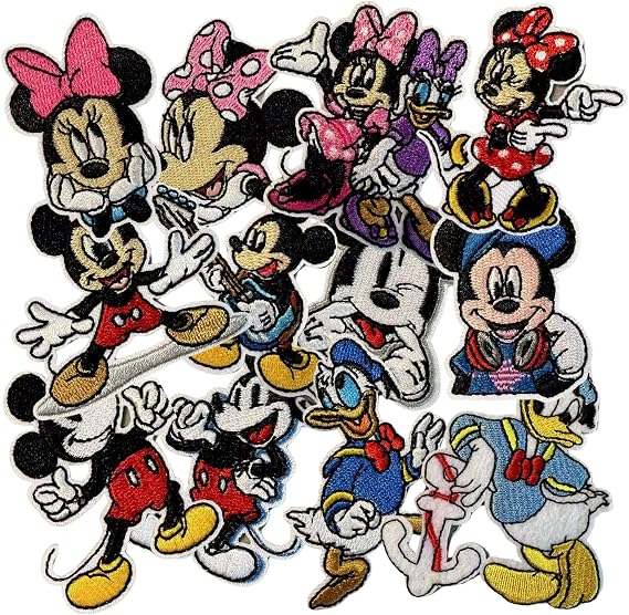 12pcs Cute Mouse Embroidery Patches Iron on/Sew on Anime Applique Embroidered Repair Patch Fashion Accessories Collection Gifts for Clothing Jacket Jeans Backpack Hat Vests