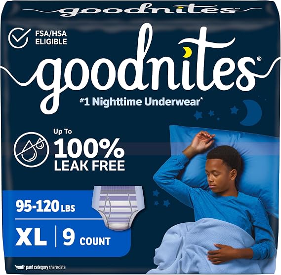 GoodNites Boys Nighttime Underwear, Size Extra Large, 9 Ct