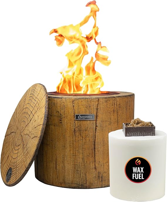 El Fuego Wax-Burning Fire Pit with Refill, Original | Lights in Seconds for Instant Heat, No Wood Smoke, Low Maintenance, The Ultimate in Convenience
