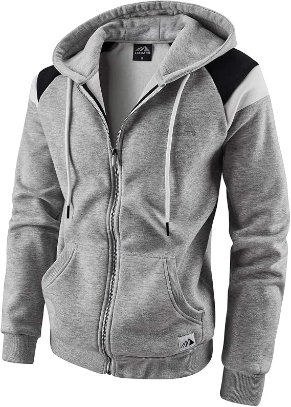 Men's Full Zip Fleece Hoodie zippered Color Block hooded slim Fit Long Sleeve Lightweight Sweatshirt