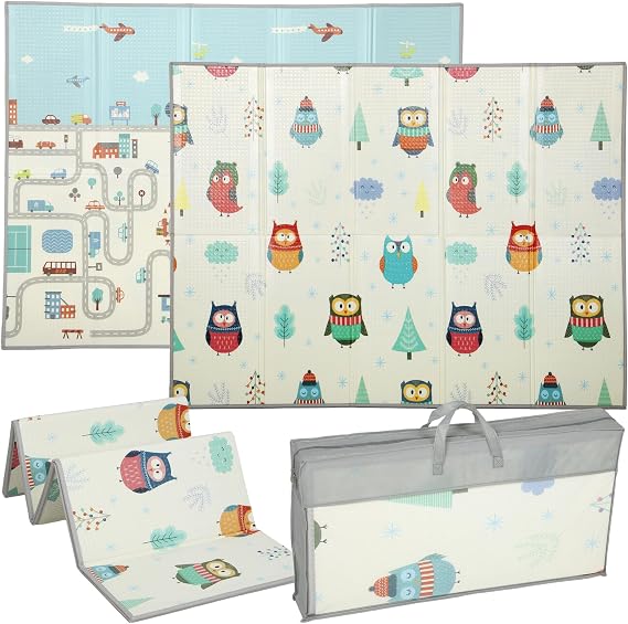 AIYAPLAY Baby Play Mat, Foldable Waterproof, Reversible, 200L x 150W cm