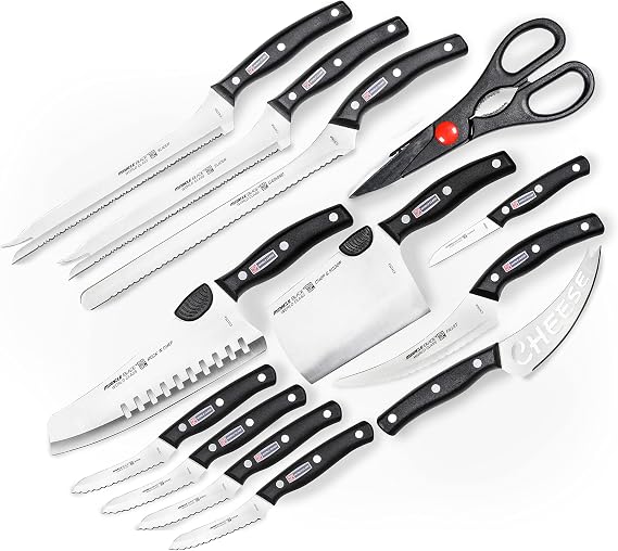 Miracle Blade World Class Professional Series 13 Piece Chef's Knife Collection - Ergonomic and Versatile Flash Forged Blades