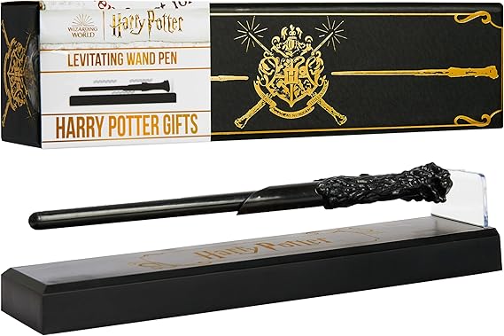 Harry Potter Floating Wand Pen with Magnetic Stand, HogwartsCollectibles in Gift Ready Box, Cool Desk Decor for Office, Gifts for Kids and Adults (Black 1 Pcs)