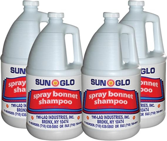 Sun-Glo Spray Bonnet Shampoo - Advanced Formula, Heavy Duty Commercial Strength, High-Performance Carpet Care - (4x1 Gallon Case)