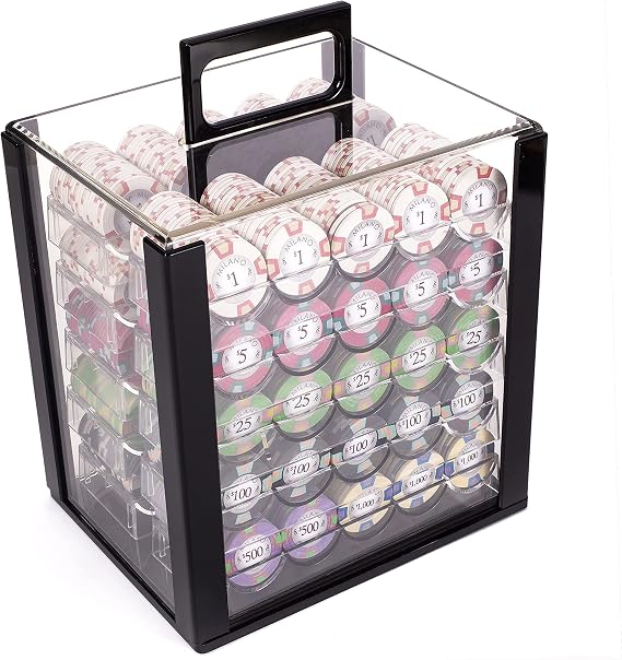 Claysmith Gaming 1,000 Ct Milano Set - 10g Casino Clay Chips with Acrylic Display Case for Casino Games