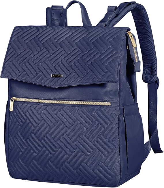 LANDICI Waterproof Diaper Bag Backpack with Changing Pad, Navy Blue