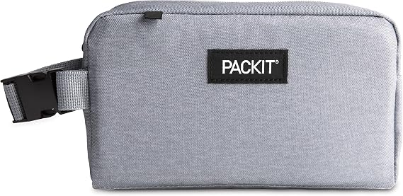 PackIt Freezable Snack Box, Gray Fog, Built with EcoFreeze Technology, Collapsible, Reusable, Zip Closure with Buckle Handle, Designed For Work Snacks, Fresh Snacks On the Go, Adults, and All Ages