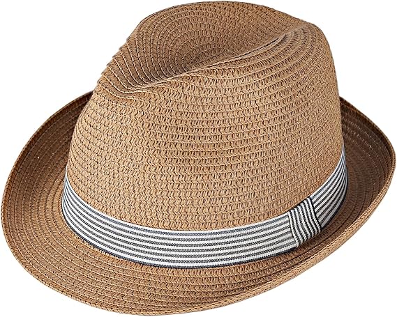 Summer Panama Straw Fedora Hats for Men Women Trilby Hat Foldable Roll Up Short Brim Panama Beach Hat Topper