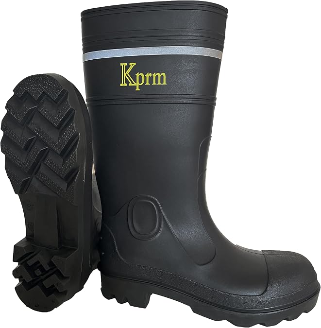 Mens Steel Toe Rain Boots Waterproof Non-Slip Rubber Work Boot Outdoor | PVC Boots, Garden Fishing Outdoor Work Boots, Durable Slip Resistant Knee Boots for Agriculture and Industrial Working
