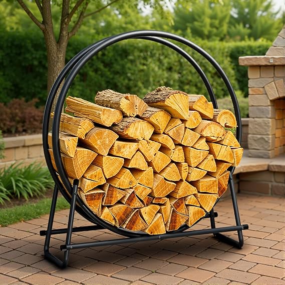 IDZO 41in Firewood Rack, 400lbs Load Capacity, Rust Resistant Steel, Black, Wood Storage