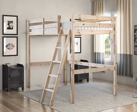 STRICTLY BEDS&BUNKS High Sleeper Loft Bunk Bed with Sprung Mattress (20cm), 2ft 6 Single