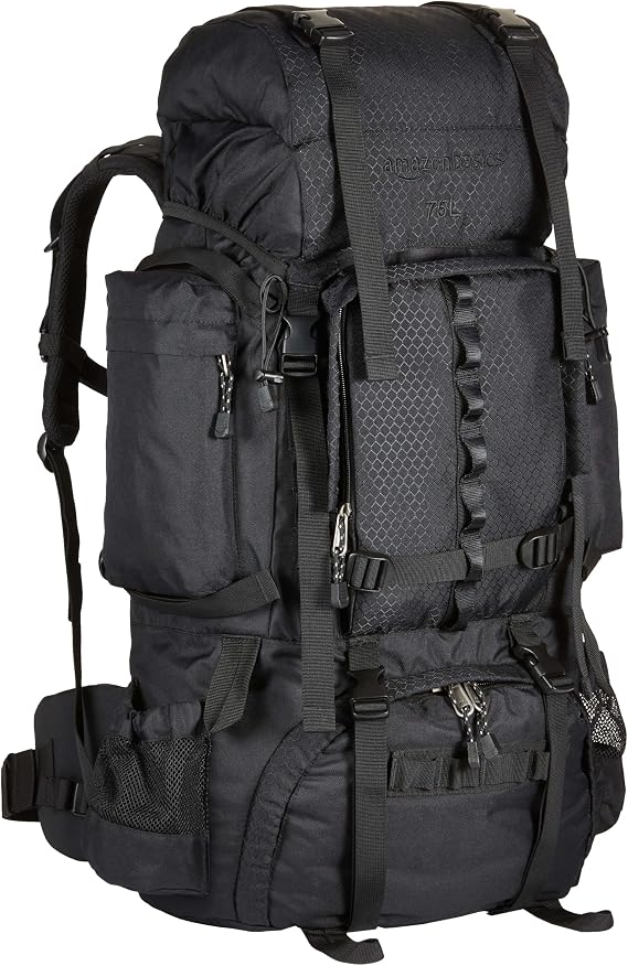 Amazon Basics Internal Frame Hiking Backpack for Camping and Backpacking, Adjustable Straps, Rainfly Included