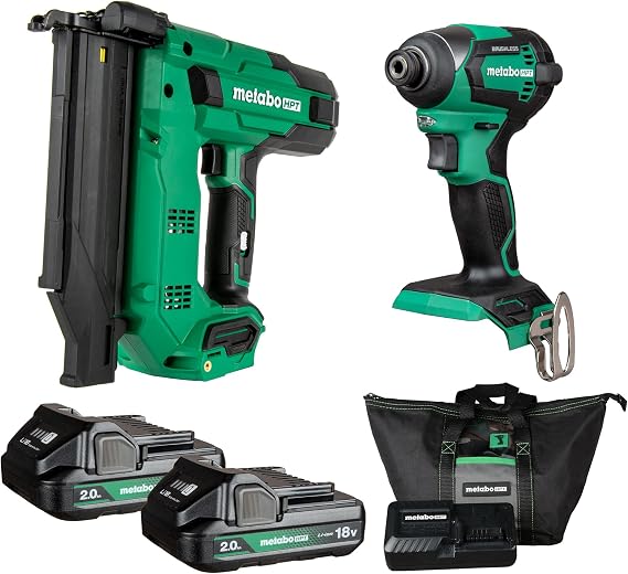 Metabo HPT 18V MultiVoltTM Brad Nailer + Impact Driver Combo Kit, KC18DEXQD