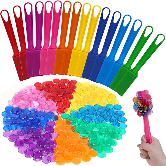 SAYAYA 16 PCS Magnetic Bingo Wand and Chips Set - Includes 800 Colorful Bingo Chips for Fun Family Game Night, Educational Science Learning, Counting, Sorting, Group Activities for Classroom
