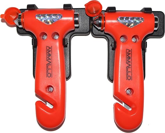 2 Pack Car Safety Hammer with Carbide Tip - Window Punch - Seat Belt Cutter - Emergency Vehicle Escape Tool - Auto Glass Breaker - Rescue Survival Kit