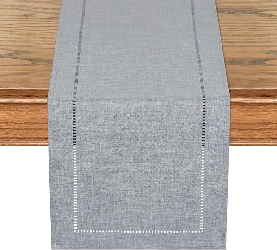 LOMOHOO Rustic Table Runner 72 Inches Long Linen Grey Table Runner,Farmhouse Table Runners,Modern Table Runners for Kitchen Dining Table Decoration13x72Inches