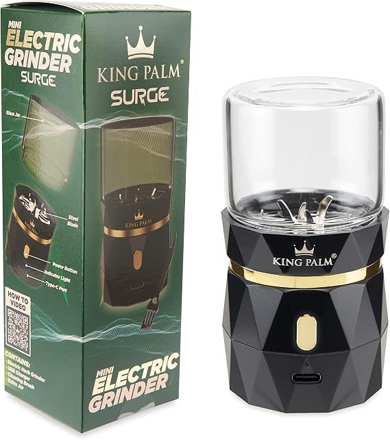 King Palm Electric Spice Grinder - USB Rechargeable Electronic Grinder - Extra Storage Jar w/Lid - Automatic Spice Mill