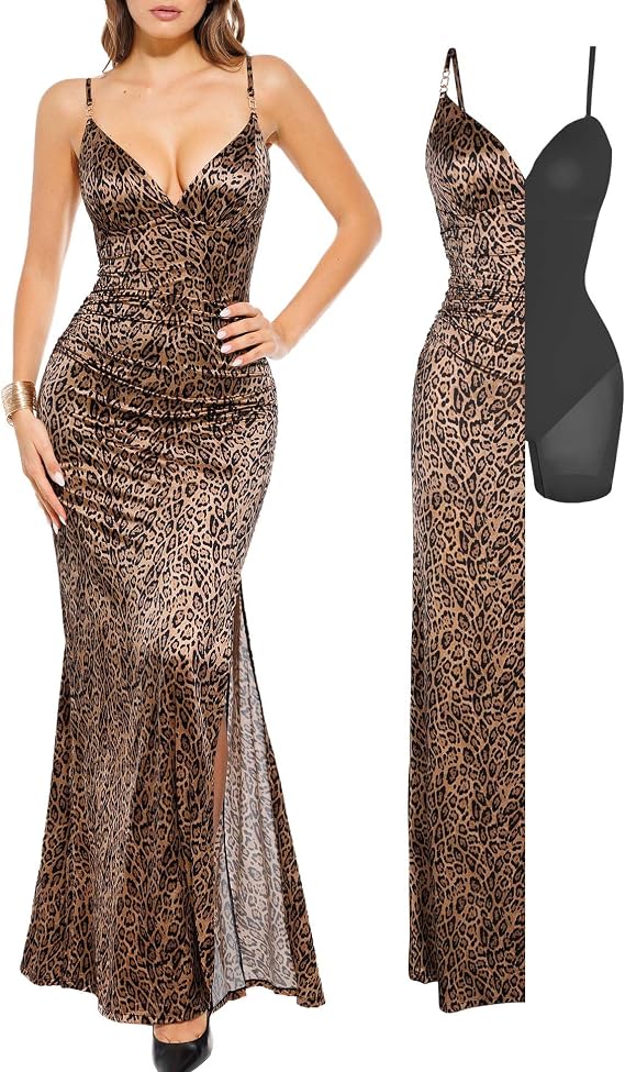 Popilush Women's Satin Maxi Dress Formal Cocktail Sexy Dress