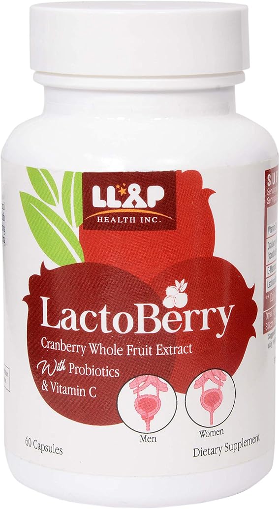 LACTOBERRY Urinary Tract Cleanse Fast Acting High Purity Cranberry Whole Fruit Extract, D-Mannose, Vitamin C + PROBIOTICS 60 Capsules ONE Month Supply.